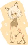  animal_ears bare_shoulders black_legwear black_panties breasts cat_ears covered_nipples fate/apocrypha fate_(series) highres jack_the_ripper_(fate/apocrypha) kurokuro navel panties scar scar_across_eye short_hair sleeveless small_breasts solo tail thighhighs turtleneck underwear white_hair yellow_eyes 