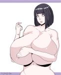  boruto:_naruto_next_generations breast_suppress breasts covering_nipples gigantic_breasts huge_breasts hyuuga_hinata mature milf naruto naruto_(series) nude purple_hair short_hair solo thick_lips white_eyes wide_hips 