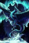  ambiguous_gender blue_feathers blue_fur claws detailed_background digital_media_(artwork) dragon feathered_dragon feathers feral flying fur furred_dragon isvoc looking_up night nude outside sky solo spread_wings star starry_sky wings 