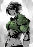 akame_ga_kill! armor black_hair bulat green_eyes highres male_focus rain sketch solo spot_color tashiro_tetsuya younger 