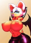  2016 anthro areola bat big_breasts breasts camel_toe clothed clothing darkestmbongo erect_nipples female huge_breasts mammal nipples rouge_the_bat solo sonic_(series) topless 