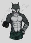  abs biceps canine digital_media_(artwork) fur male mammal muscular muscular_male pecs robbw smoking 