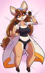  2016 4_fingers anthro black_nose breasts brown_eyes brown_fur brown_hair camel_toe cervine clothed clothing deer doe_(alfa995) eyelashes eyewear female fist fur goggles hair hooves lab_coat long_hair looking_at_viewer mammal navel open_mouth simple_background smile snappygrey solo tan_fur teeth tongue white_background white_fur wide_hips 