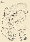  2016 5_fingers anthro anus back_muscles backsack balls biceps butt claws digital_drawing_(artwork) digital_media_(artwork) feline glans hair hand_on_butt hi_res holding_butt humanoid_penis leaning leaning_forward lion long_hair looking_back male mammal monochrome muscular muscular_male nude penis perineum plantigrade presenting presenting_anus presenting_hindquarters raivenderouthelion_(artist) rear_view signature simple_background sketch soles solo tail_tuft toe_claws tuft 