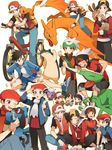  alternate_costume backpack backwards_hat bag bandaid bandaid_on_face bandaid_on_knee baozi baseball_cap beret bicycle black_hair blue_eyes breath brown_eyes brown_hair carrying charizard charmander coat drifloon fingerless_gloves food food_on_face gen_1_pokemon gen_2_pokemon gen_3_pokemon gen_4_pokemon gloves gold_(pokemon) green_eyes grey_eyes grin ground_vehicle gym_shorts gym_uniform hand_on_another's_head hat highres injury jacket kouki_(pokemon) looking_at_another looking_at_viewer multiple_boys multiple_persona multiple_views orange_gloves outline picking_up pokemon pokemon_(creature) pokemon_(game) pokemon_dppt pokemon_emerald pokemon_gsc pokemon_hgss pokemon_oras pokemon_platinum pokemon_rgby pokemon_rse red_(pokemon) red_(pokemon_frlg) red_(pokemon_rgby) riding riolu scarf sceptile sentret shoes short_hair short_sleeves shorts shoulder_carry simple_background sitting smile sneakers stretch track_jacket typhlosion white_background winter_clothes yukin_(es) yuuki_(pokemon) 