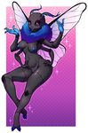  &lt;3 2016 2_toes 4_fingers anthro arthropod bebecake black_skin blue_fur blue_nipples blue_tongue border breasts digital_media_(artwork) digitigrade female fur hand_on_hip insect looking_at_viewer moth multi_limb navel nipples non-mammal_breasts nude open_mouth pink_background purple_eyes purple_sclera signature simple_background solo toes tongue veda_(fancygoat) white_border wings 