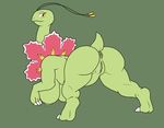 antennae anus big_breasts breasts female flora_fauna frill green_areola green_background green_nipples green_skin huge_breasts lurkingtyger meganium neck_frill nintendo nipples plant pok&eacute;mon pussy simple_background solo video_games yellow_eyes 