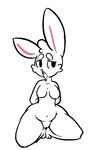  anthro breasts cupcake_(oriole) female kneeling lagomorph mammal mangneto nipples nude open_mouth pussy rabbit saliva simple_background solo thick_thighs tongue tongue_out white_background wide_hips 