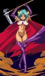  animated animated_gif boots breasts cape carrera covered_nipples crossed_legs demon_girl demon_horns elbow_gloves gloves green_hair horns large_breasts lipstick looking_at_viewer makeup navel non-web_source official_art pasties pointy_ears purple_gloves purple_legwear red_eyes scythe smile smoke solo standing succubus tail thigh_boots thighhighs viper viper_gts watson_cross 
