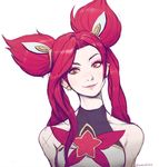  1girl alternate_costume alternate_hair_color jinx_(league_of_legends) league_of_legends lipstick magical_girl red_hair shorts smile solo star_guardian_jinx tied_hair twintails 