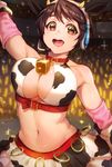  :d animal_costume animal_ears animal_print apple_brk artist_name audience bad_id bad_pixiv_id bell belt_collar breasts brown_eyes brown_hair cleavage concert cow_bell cow_costume cow_ears cow_print elbow_gloves frilled_skirt frills gloves glowstick headset horned_headwear idolmaster idolmaster_cinderella_girls large_breasts looking_at_viewer midriff navel oikawa_shizuku open_mouth short_hair signature skirt smile solo sparkle upper_body very_short_hair 
