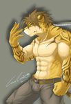  2013 abs anthro biceps chest_tuft clothed clothing feline male mammal muscular pecs tattoo tiger topless tuft 炎亞_艾力克 