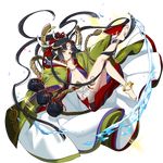  anklet artist_request bandages barefoot black_hair facial_mark floating_hair forehead_mark full_body jewelry long_hair navel official_art orochi_(uchi_no_hime-sama) pointy_ears smile solo transparent_background uchi_no_hime-sama_ga_ichiban_kawaii 