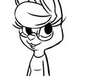  2016 anthro black_and_white buckteeth clothed clothing disney eyewear fan_character female glasses inkyfrog lagomorph looking_at_viewer mammal maxine_d&#039;lapin monochrome rabbit simple_background solo teeth white_background zootopia 