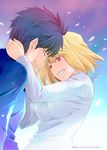  1girl arcueid_brunestud black_hair blonde_hair closed_eyes commentary_request glasses red_eyes shirotsumekusa short_hair sweater toono_shiki tsukihime 