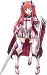  alisia_heart animal_ears aquaplus blue_eyes cross dungeon_travelers_2 fake_animal_ears full_body highres holding holding_sword holding_weapon kawata_hisashi long_hair looking_at_viewer official_art open_mouth skirt solo sword transparent_background weapon 