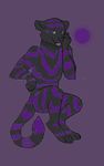  black_fur broseidon_(artist) conduit_(character) feline fur hand_on_cheek male mammal purple_background purple_eyes purple_fur raxxis_(character) simple_background smile spirit teeth 