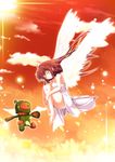  bad_id bad_pixiv_id barefoot brown_hair clannad closed_eyes collarbone dress feathered_wings garbage_doll girl_from_the_illusionary_world leg_hug long_hair natsumikan smile solo sundress very_long_hair white_dress white_wings wings 