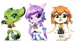  2016 alpha_channel anklet anthro basset_hound bracelet breasts canine carol_tea chibi clothed clothing dog feline female freedom_planet gloves goshaag green_eyes group hair jewelry mammal midriff milla_basset navel orange_hair purple_hair sash_lilac simple_background transparent_background video_games wildcat 