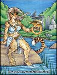  anthro clothed clothing cybercat dragon duo feline female feral fur hair mammal outside sitting smile watermark 