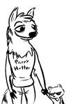  2016 anthro black_and_white blush clothed clothing disney duo english_text ermine fan_character hand_holding hyena inkyfrog larger_male male male/male mammal marty_(weaver) monochrome mustelid ozzy_(weaver) pack_street simple_background size_difference smaller_male smile text white_background zootopia 