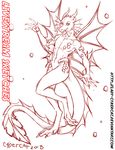  anthro cybercat dragon looking_at_viewer male marine nude red_theme sketch smile solo underwater water wide_hips 