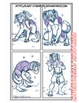  anthro blue_theme canine clothed clothing comic cybercat feral male mammal sketch smile solo transformation watermark 