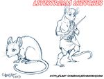  anthro clothed clothing cybercat duo feral looking_at_viewer male mammal mouse rodent sketch smile toothpick watermark 