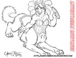  canine clothing corset cybercat female fur hair lingerie looking_at_viewer mammal monochrome muscular open_mouth smile solo taur 