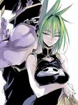  1boy 1girl artist_request breasts chinese_clothes dress female green_hair hat large_breasts looking_at_viewer muscle shaman_king smile tao_jun zombie 