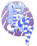  2016 alpha_channel anal anal_beads anal_penetration anthro armwear big_breasts blue_eyes blue_fur blue_hair blue_lips blue_nipples blue_nose blue_penis breast_fondling breasts butt chaosie clothing dickgirl feline fondling fur hair hand_on_breast huge_breasts humanoid_penis iabelle intersex legwear long_hair mammal masturbation mostly_nude nipples penetration penis ponytail purple_background raised_leg sex_toy simple_background smile solo stripes teeth 