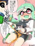  :3 ahegao aqua_hair ascot bangs bike_shorts black_shorts blunt_bangs closed_eyes commentary_request cross-laced_footwear domino_mask double_horizontal_stripe dress eromame furrowed_eyebrows green_footwear heart heart-shaped_pupils inkling light_green_hair long_hair mask out_of_frame pink_eyes red_eyes sailor_dress shoes shorts sneakers solo_focus speech_bubble splatoon_(series) splatoon_1 suggestive_fluid symbol-shaped_pupils tentacle_hair thick_eyebrows translation_request twitter_username very_long_hair 