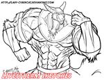  abs anthro canine cybercat fangs hyper hyper_muscles looking_at_viewer male mammal monochrome muscular smile solo teeth 