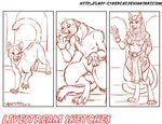  anthro clothed clothing comic cybercat feline female feral mammal open_mouth red_theme sketch solo transformation 