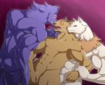  abs anthro armpits blush burokuso butt canine diulf male male/male mammal muscular nude pecs simple_background suikoden_tierkreis video_games wolf 