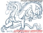  blue_theme cybercat dragon feral hair looking_at_viewer male open_mouth sketch solo 