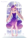  barefoot commentary_request domino_mask dress inkling long_hair mask n_kamui pigeon-toed purple_dress see-through smile solo splatoon_(series) splatoon_1 star star-shaped_pupils star_(sky) strap symbol-shaped_pupils tentacle_hair very_long_hair window 