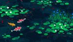  animated_gif fish goldfish koi lily_pad lowres nature no_humans original pixel_art pond toyoi_yuuta water 