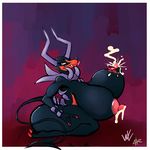  anthro big_breasts breasts canine female houndoom huge_breasts lactating mammal mega_evolution mega_houndoom nintendo nipples pok&eacute;mon solo video_games wide_hips wolflance 