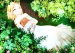  blonde_hair closed_eyes dress elaine nanatsu_no_taizai outdoors seita sleeping solo tree white_dress 