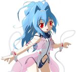  1girl alfimi artist_request banpresto blue_hair female long_hair looking_at_viewer red_eyes smile solo super_robot_wars thong very_long_hair 