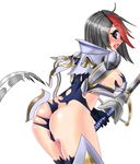  ahoge armor ass attack bangs battle black_hair blue_bodysuit blue_eyes blush bodysuit breasts breasts_outside commentary covering covering_one_breast cutting embarrassed eyebrows eyebrows_visible_through_hair fiora_laurent from_side gauntlets gloves holding holding_sword holding_weapon large_breasts league_of_legends leaning_forward looking_at_viewer motion_blur multicolored_hair nose_blush partially_visible_vulva pauldrons pov raised_eyebrows rapier red_hair ribbon shia_neko-chan shiny shiny_skin short_hair shoulder_armor sideboob skindentation solo spaulders standing surprised swept_bangs sword tearing_clothes tears torn_bodysuit torn_clothes two-tone_hair vambraces weapon wide-eyed 
