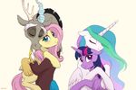  akeahi black_hair blue_eyes discord_(mlp) equine eyes_closed feathered_wings feathers female fluttershy_(mlp) friendship_is_magic fur grey_fur group hair hooves horn hug male mammal multicolored_hair my_little_pony pegasus pink_hair princess_celestia_(mlp) simple_background smile twilight_sparkle_(mlp) white_background winged_unicorn wings yellow_feathers yellow_fur 