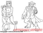  2012 anthro canine clothed clothing cybercat female group hat male mammal monochrome mouse open_mouth rodent watermark 