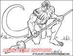  anthro clothing cybercat lizard loincloth looking_at_viewer male melee_weapon monochrome muscular open_mouth polearm reptile scalie solo spear weapon 