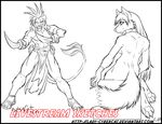  anthro canine clothing cybercat duo feline female loincloth looking_at_viewer male mammal monochrome nude sitting smile 