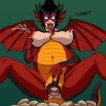  anthro big_breasts black_hair blue_eyes blush breasts doomington dragon egg female gaping gaping_pussy hair hair_over_eye oviposition pussy scalie solo transformation 