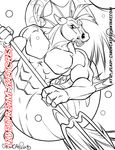  anthro cybercat fish looking_at_viewer male marine melee_weapon monochrome muscular nude polearm seahorse solo trident underwater water weapon 