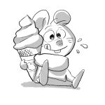 2024 anthro biped chibi chuuta clothed clothing dessert food gamba_no_bouken gamba_no_bouken_(series) hi_res hikari_gamba ice_cream mammal mouse murid murine rodent simple_background sitting solo tongue tongue_out