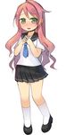  arima_kanae green_eyes kashiwamochi_yomogi long_hair original pink_hair school_uniform solo 